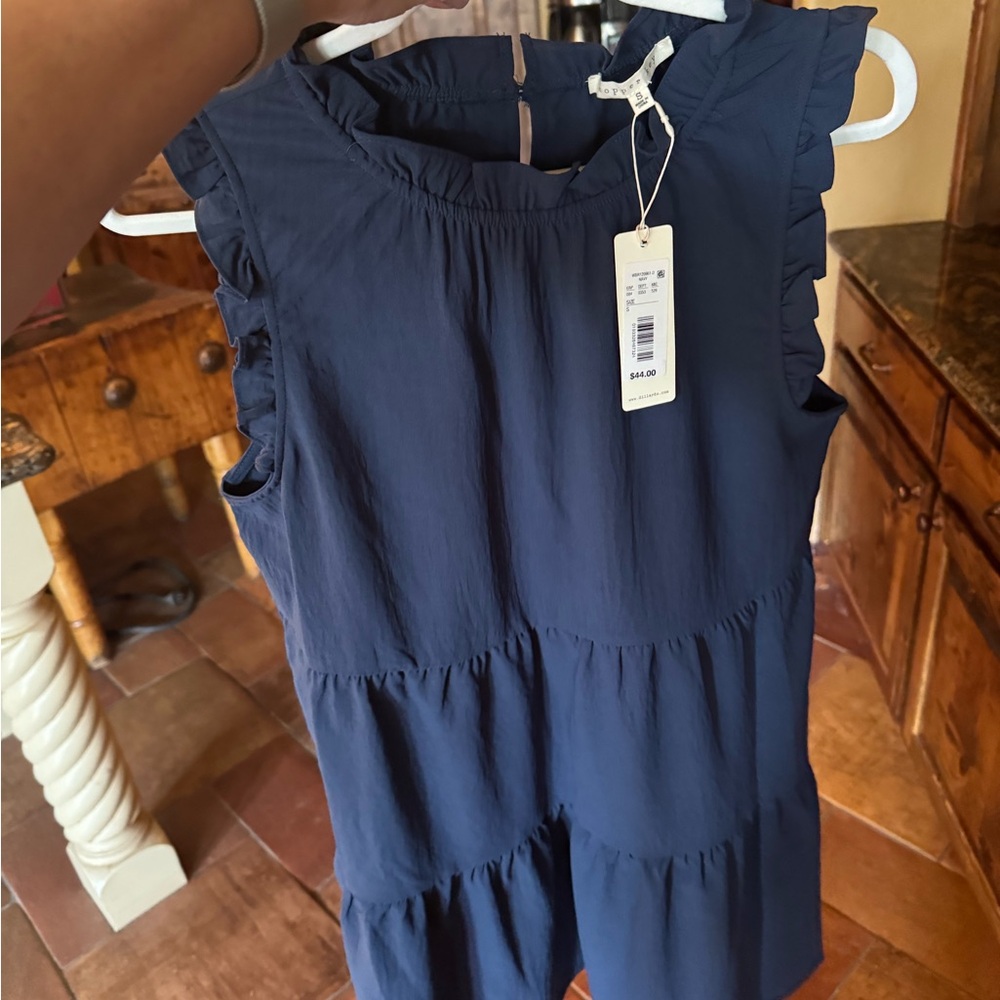 Navy Sleeveless Tiered Dress